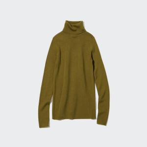 Uniqlo 100% Extra Fine Merino Costine Turtleneck Maglieria Verde Oliva | SRLMAI219