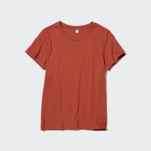 Uniqlo 100% Supima Cotone Crew Neck Corta Sleeved Magliette Rosse | JKUBPW348