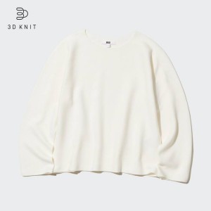 Uniqlo 3d Knit Seamless Cotone Crew Neck Maglieria Bianche | ZBUKSI035