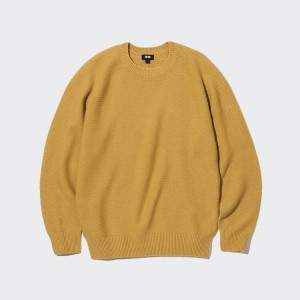 Uniqlo 3d Knit Seamless Crew Neck Jumpers Gialle | MJRQIT109