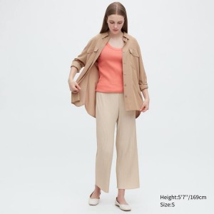 Uniqlo A Pieghe Dritto Leg Easy Pantaloni Beige | LVZRSO948