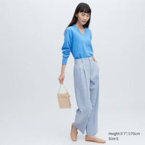 Uniqlo A Pieghe Larghe Leg Pantaloni Blu | JKHSTN301