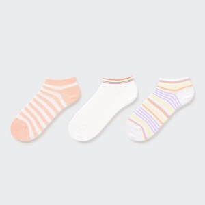 Uniqlo A Strisce Corta (Three Pairs) Calzini Ragazza Arancioni Chiaro Bianche | ERDJAK354