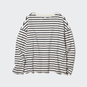 Uniqlo A Strisce Long Sleeved Magliette Bianche | FAVQHT647