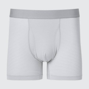 Uniqlo Airism A Strisce Boxers Biancheria Intima Grigie | VDJSKG249