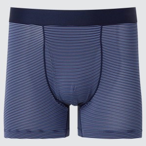 Uniqlo Airism A Strisce Boxers Biancheria Intima Blu Marino | OPZDKB968