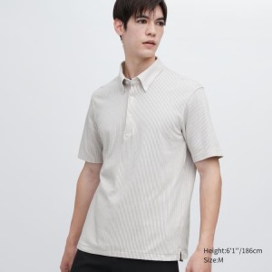 Uniqlo Airism A Strisce (Button-down Collar) Magliette Grigie | SVMFWO806