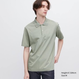 Uniqlo Airism Corta Sleeve Magliette Polo Verdi | RTBFCP473