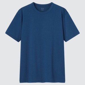 Uniqlo Airism Cotone Crew Neck Magliette Blu | GNQDRC754