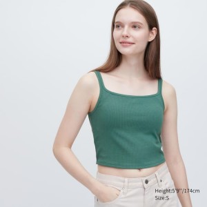 Uniqlo Airism Cotone Cropped Senza Maniche Reggiseni Verdi | EIQAPK709