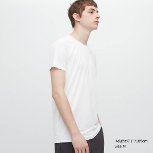 Uniqlo Airism Crew Neck Corta Sleeved Magliette Bianche | HLKVTM089