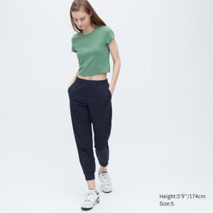 Uniqlo Airism Extra Soft Cropped Corta Sleeved Magliette Verdi | BNMPDR859