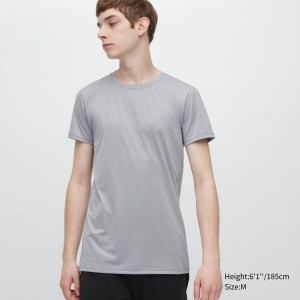 Uniqlo Airism Heather Crew Neck Corta Sleeved Magliette Grigie Chiaro | FBOCML164