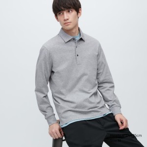 Uniqlo Airism Long Sleeve Magliette Polo Grigie | IXPWQM865