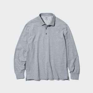 Uniqlo Airism Long Sleeved Magliette Polo Grigie | IVYZRF546