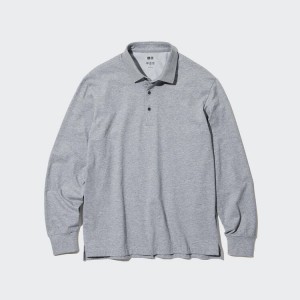 Uniqlo Airism Long Sleeved Magliette Polo Grigie | ITSECN358