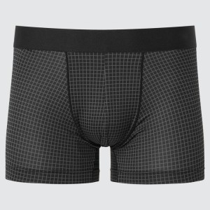 Uniqlo Airism Low Rise Checked Boxers Biancheria Intima Nere | RKDHMZ418