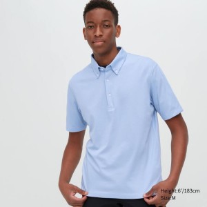 Uniqlo Airism Piqué Magliette Polo Blu Chiaro | WBDOMF318