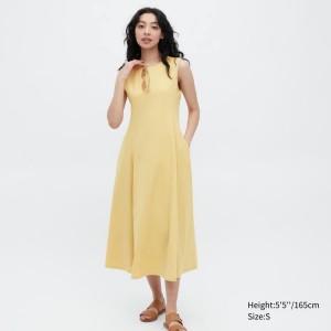 Uniqlo Airism Ultra Stretch Senza Maniche Vestito Gialle | NXLPWQ540