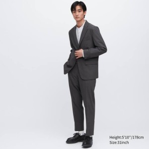 Uniqlo Airsense Ultra Light Lana Vergine-look Pantaloni Grigie Scuro | YXSWFR915