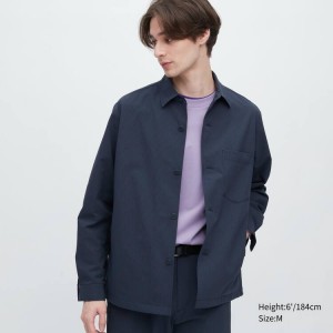 Uniqlo Airsense Ultra Light Seersucker Giacche Blu | WSROUN642