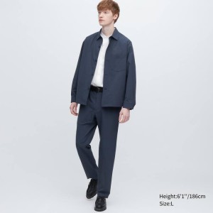 Uniqlo Airsense Ultra Light Seersucker Relaxed Fit Pantaloni Blu | BSONXK985