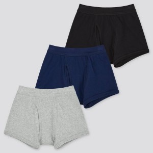 Uniqlo Boxer (Three Pack) (2021 Season) Biancheria Intima Ragazza Grigie Blu Nere | ZEGROU312