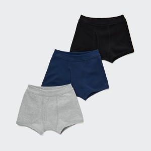 Uniqlo Boxer (Three Pack) (2021 Season) Biancheria Intima Ragazza Grigie Blu Nere | KZCRPA461