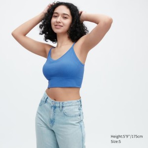 Uniqlo Costine Cropped Camisole Gilet Blu | XFZKUJ392