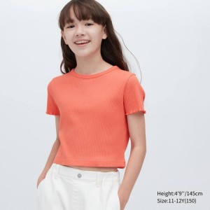 Uniqlo Costine Cropped Magliette Ragazza Arancioni | VGSXPW768