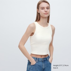 Uniqlo Costine Cropped Senza Maniche Gilet Bianche | NFKQUB142