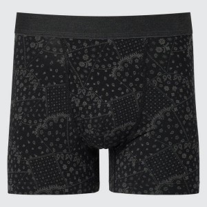 Uniqlo Cotone Patchwork Boxer Biancheria Intima Nere | BZHIRP685