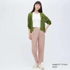 Uniqlo Cotone Relaxed Fit Ankle Length Pantaloni Rosa | DAROEM581