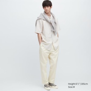 Uniqlo Cotone Relaxed Fit Ankle Length Pantaloni Bianche | TMCXLO409