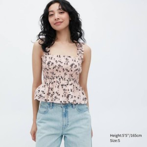 Uniqlo Cotone Senza Maniche Camicetta Rosa | NKVYEI970