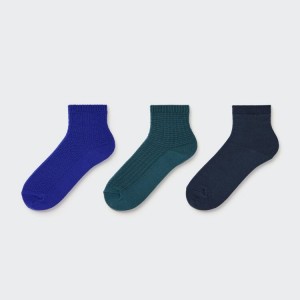 Uniqlo Crew Piqué (Three Pairs) Calzini Blu Blu Marino | IKMEHF273