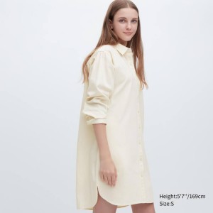 Uniqlo Denim Long Sleeved Vestito Bianche | PIQRTX327