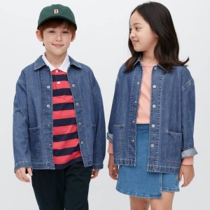 Uniqlo Denim Overshirt Giacche Ragazza Blu | VGSQBW217