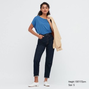 Uniqlo Drape Barca Neck Magliette Blu | DGKXUH981