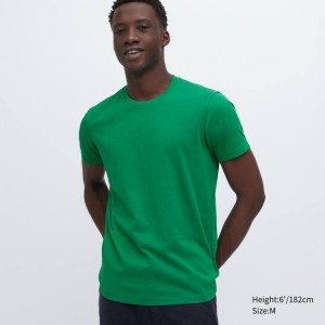 Uniqlo Dry Colour Crew Neck Corta Sleeved Magliette Verdi | WIMCQK214