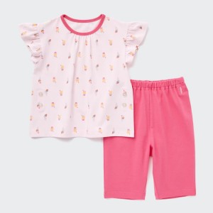 Uniqlo Dry Ice Cream Print Corta Sleeved Loungewear Neonato Rosa | FMDABE405