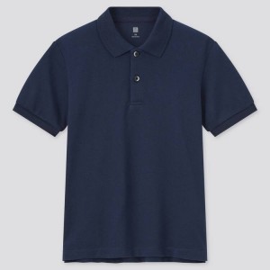 Uniqlo Dry Piqué (2021 Season) Magliette Polo Ragazza Blu Marino | YLQIPC642