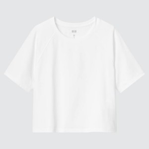 Uniqlo Dry-ex Crew Neck Cropped Magliette Bianche | NGSDVP078