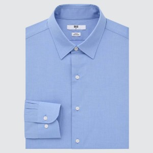 Uniqlo Easy Care Broadcloth Stretch Slim Fit (Regular Collar) Camicie Blu | POGJIU152