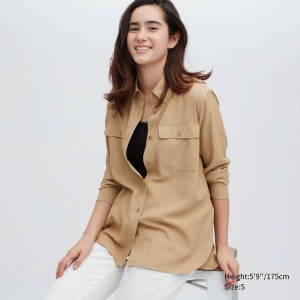 Uniqlo Easy Care Long Sleeved Camicie Beige | XNVAHK826