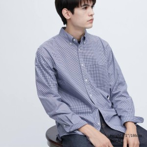 Uniqlo Extra Fine Cotone Broadcloth Long Sleeve Camicie Blu | KJGDIF639