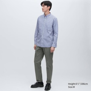 Uniqlo Extra Fine Cotone Broadcloth Regular Fit (Button-down Collar) Camicie Blu | MSYQHO341