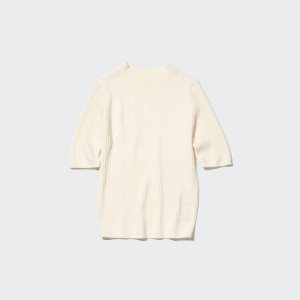 Uniqlo Extra Fine Merino Costine Mock Neck Maglieria Bianche | VDZMGF918