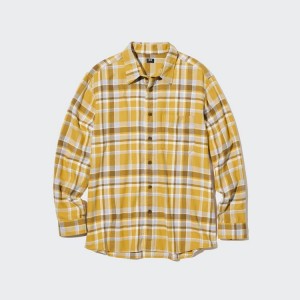 Uniqlo Flannel Checked Regular Fit (Regular Collar) Camicie Gialle | RVYDSA324