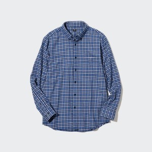 Uniqlo Flannel Regular Fit Checked (Button-down Collar) Camicie Blu | GLIQMS658